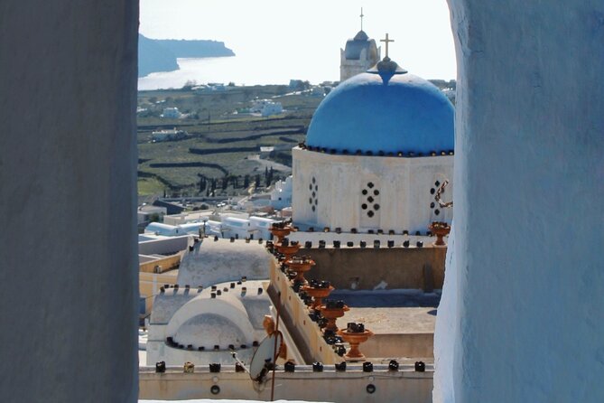 Santorini Instagram and TikTok Photo Spots Private Tour - Pyrgos viewpoint: Prophet Elijah monastery and island-at-your-feet photos
