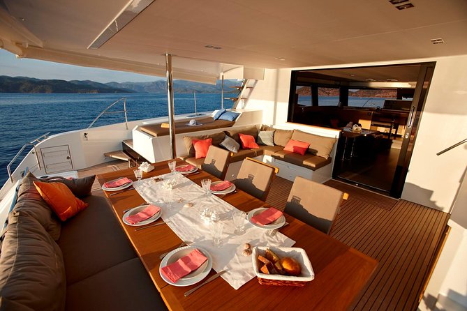 Santorini Luxury Catamaran Day Cruise with BBQ,drinks,transfer - White Beach stop: snorkeling, swimming, and a real BBQ lunch