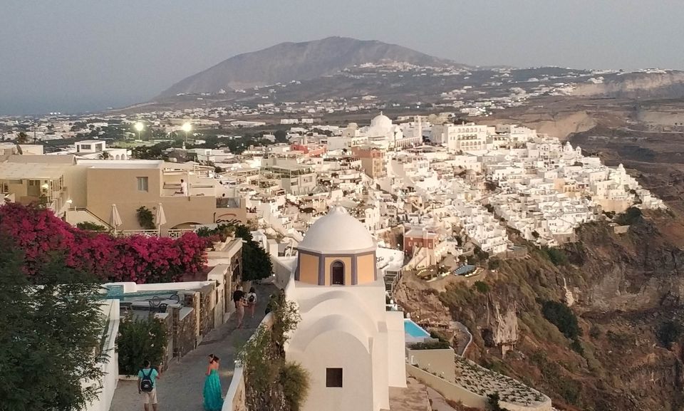 Santorini Panoramic Firostefani & Oia Blue Dome Private Tour - Optional cliffside winery ending: the sunset-view payoff