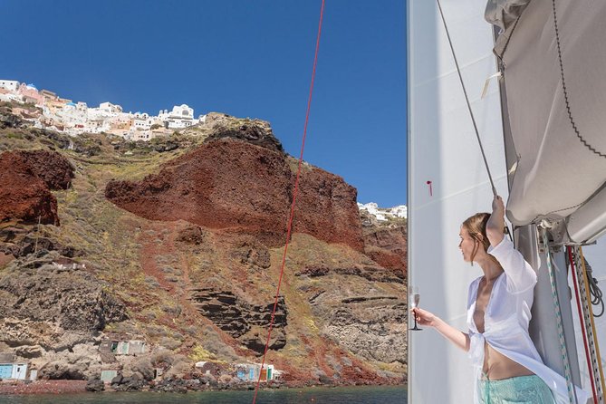 Santorini Private Catamaran Cruise with BBQ, Open Bar & Transfers - White Beach: The Boat-Only Stop You’ll Be Glad You Chose