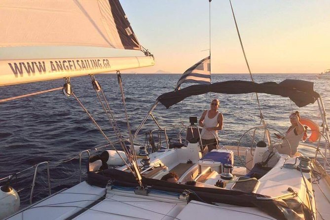 Santorini Private Sunset Sailing Tour with Dinner, Drinks &Transfer included - Thirassia Island Swim Stop: The Calm Water Moment
