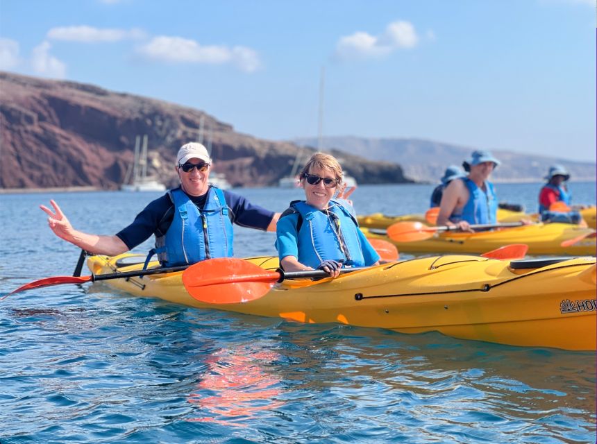 Santorini: Sea Caves Kayak Trip with Snorkeling and Picnic - White Beach Cliff Jump for Real Adrenaline