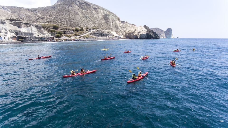 Santorini: Sea Kayaking with Light Lunch - Red Beach from sea level: volcanic color you can see, not just read about