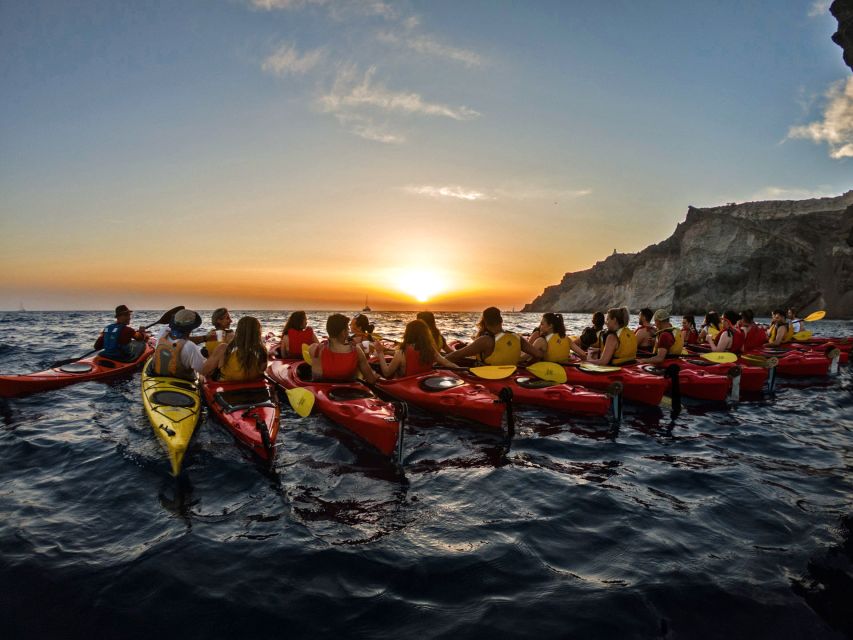 Santorini: Sunset Sea Kayak with Light Dinner - Black Beach to White and Red Beaches: Volcanic Colors Up Close