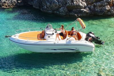 Shipwreck and Blue Caves- 8m Private Boat Tour (up to 11pax) - First stop: Xygia Beach sulphur waters (optional swim break)