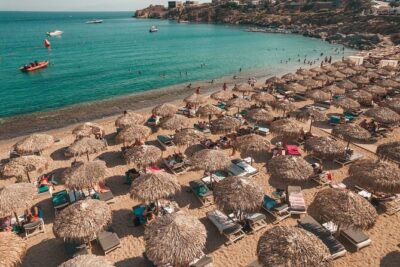 Super Paradise Beach Mykonos Seaside Sunbed (3rd & 4th row) - Finding Thalas Tavern & Beach (and avoiding the club-name trap)