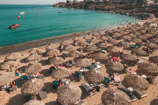 Super Paradise Beach Mykonos Seaside Sunbed (3rd & 4th row) - Finding Thalas Tavern & Beach (and avoiding the club-name trap)