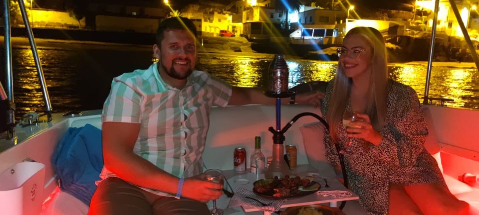 Tenerife South: Romantic Night Cruise - Snacks, champagne or wine, and hookah at anchor