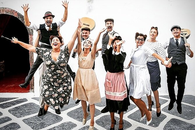 The Greek Wedding Show - Santorini - Finding your seat at The White Door Theatro (top mezzanine details)