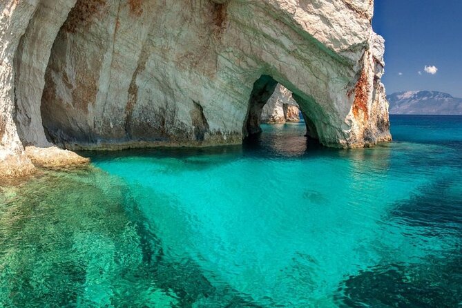 Zakynthos Blue Caves and Navagio bay - Agios Nikolaos to Agios Andreas: a quieter bay with a natural arch and ruins